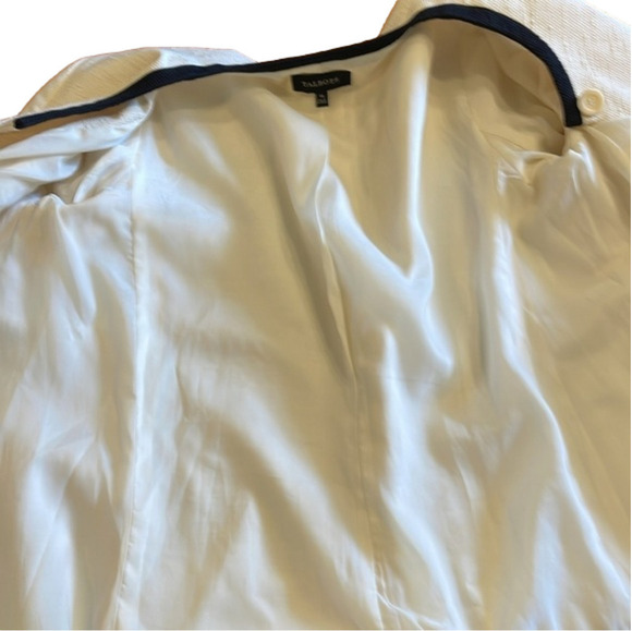 Talbots sz 14 cream with black heavy trim linen look coat dress with pockets - Picture 6 of 7